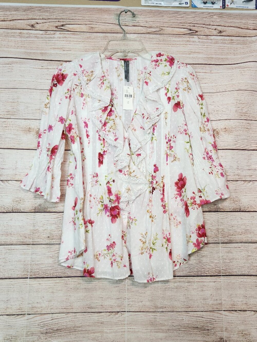 NWT New With Tags Anthropologie Ruffled Pin-Tuck Button Front Floral Blouse XS